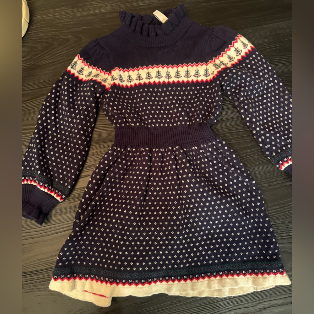Janie and Jack Navy and White Patterned Dress